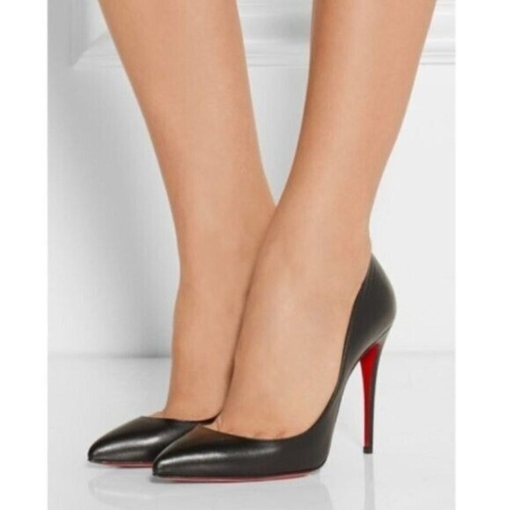 Christian Louboutin Black Nappa Leather Classic Pigalle Follies Pumps 100mm 38